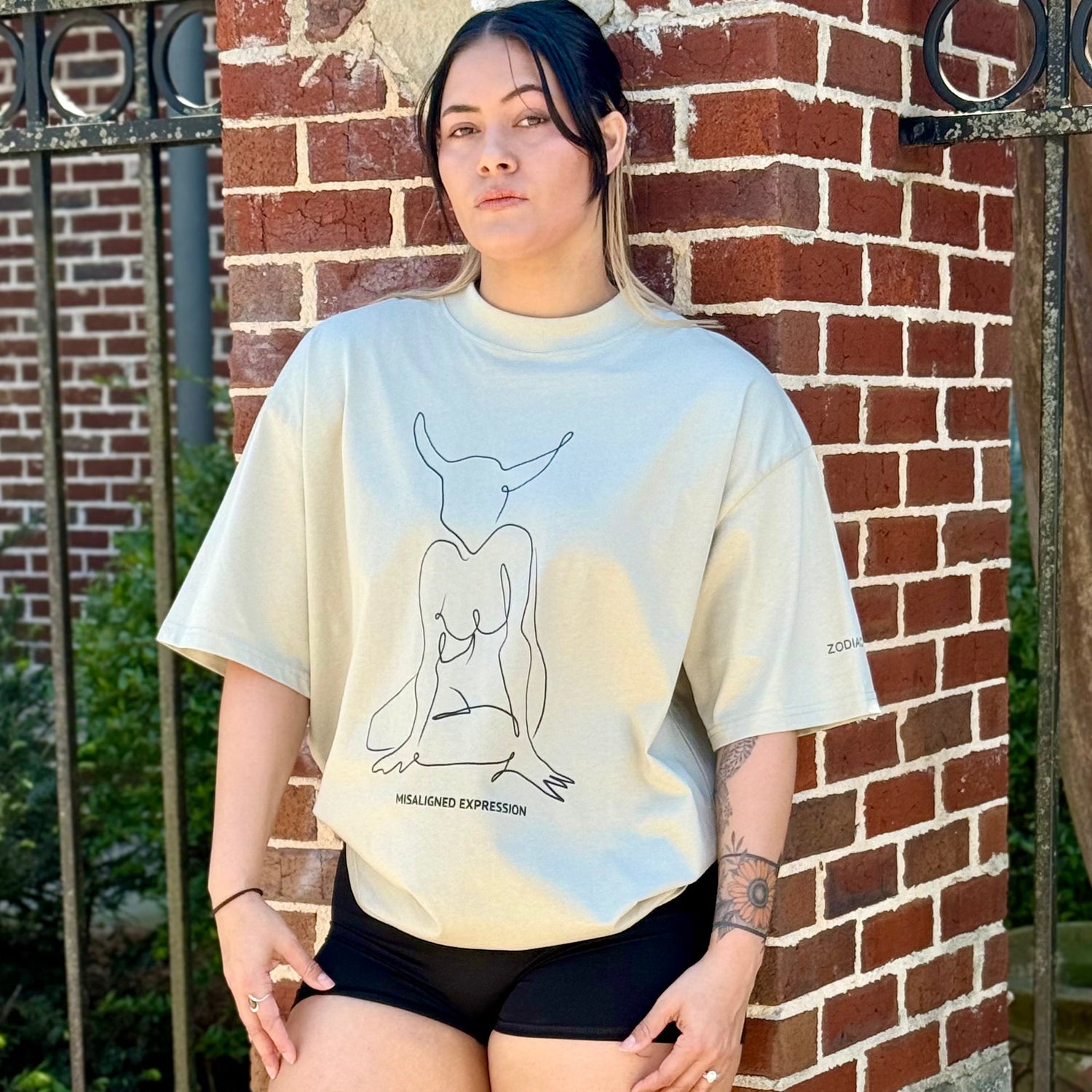 Unisex Misaligned Expression Oversized Tees